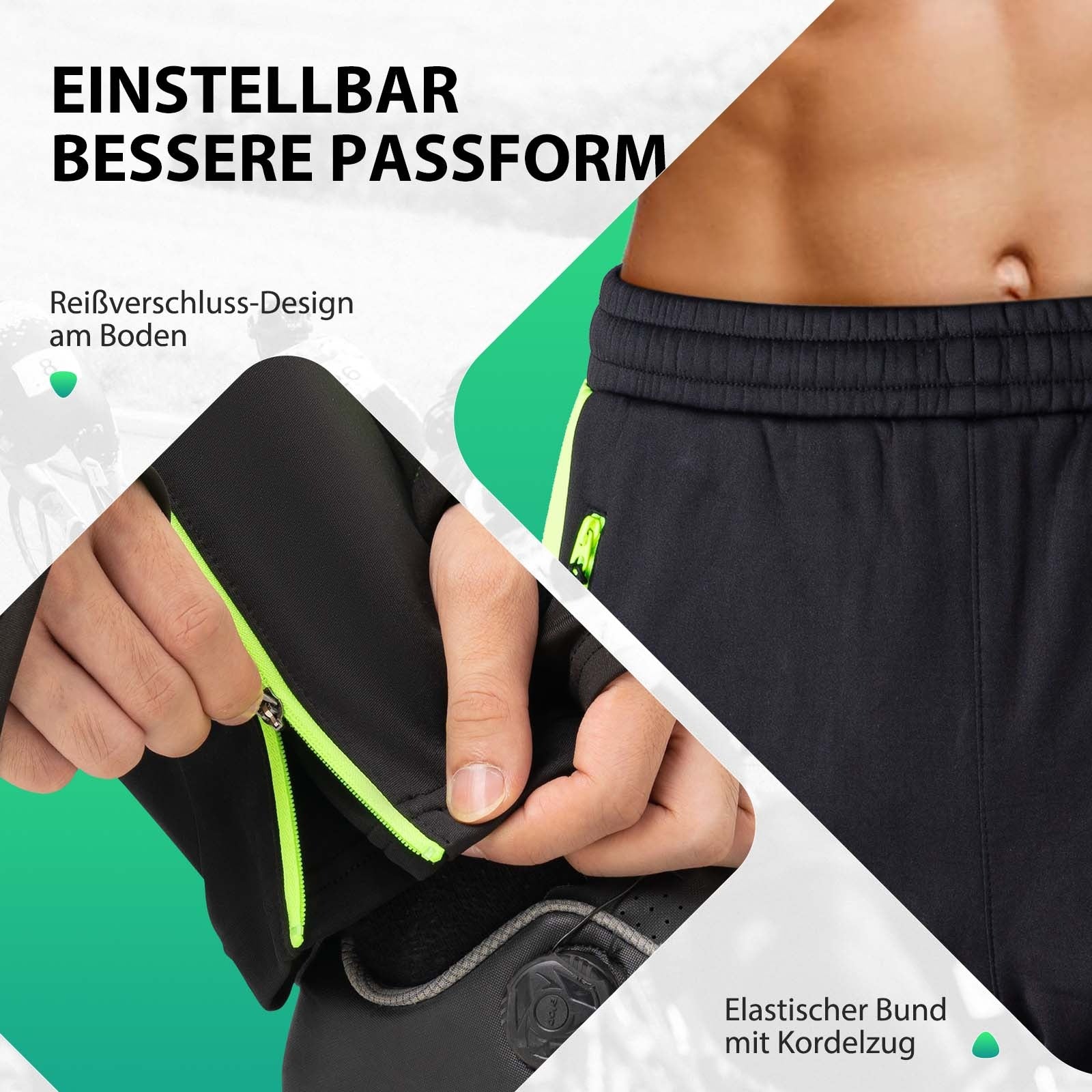 ROCKBROS Fahrrad Hose Wasserdichte Radlerhose Leuchtendes Grün