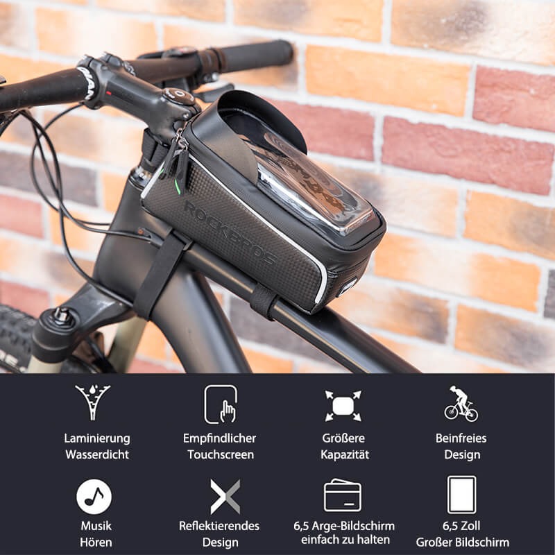 handytasche mountainbike Rockbros Oberrohrtasche Wasserdicht 1.5L: Handytasche bis 6.5"