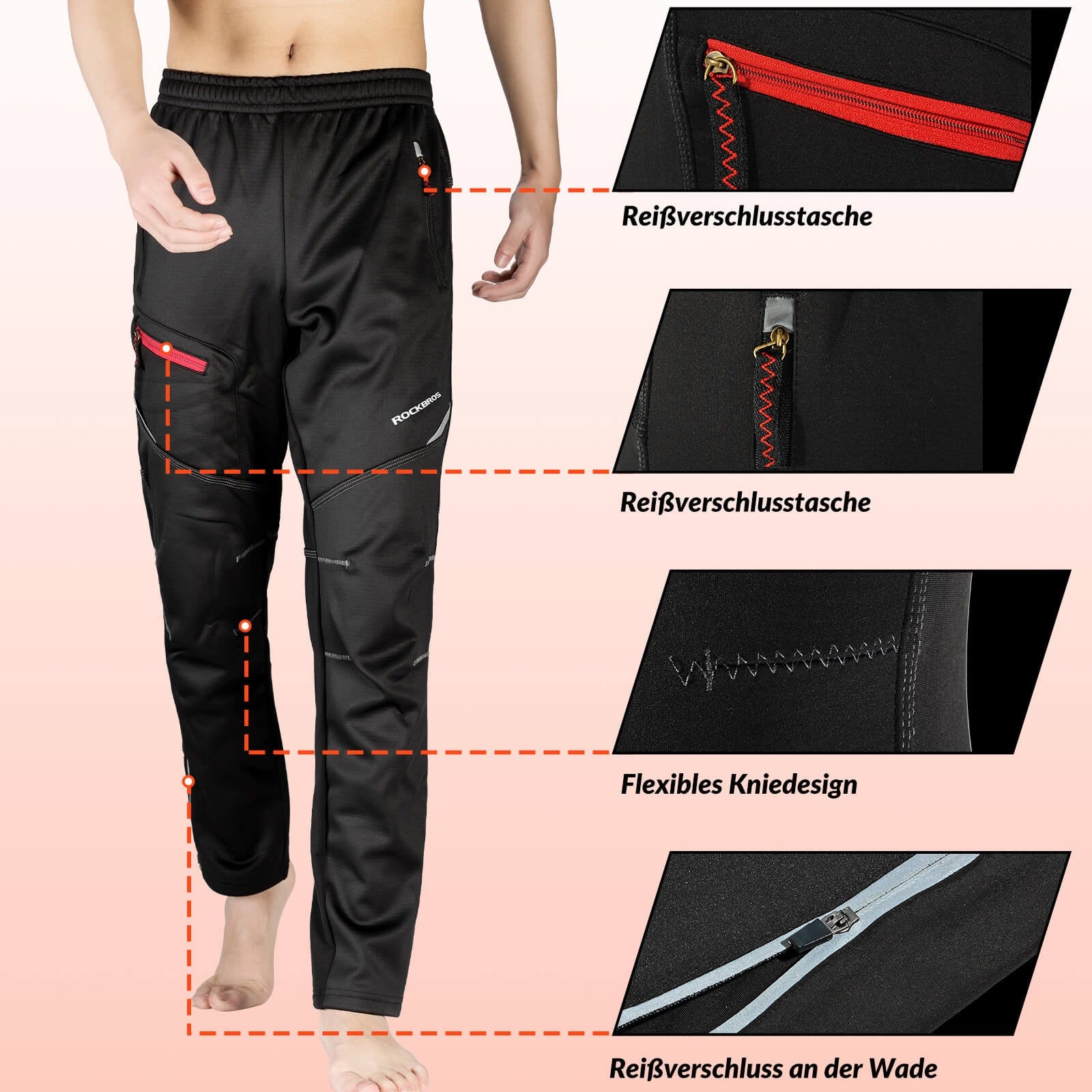 ROCKBROS Winter Radhose Herren Windschutz Radsportanzug