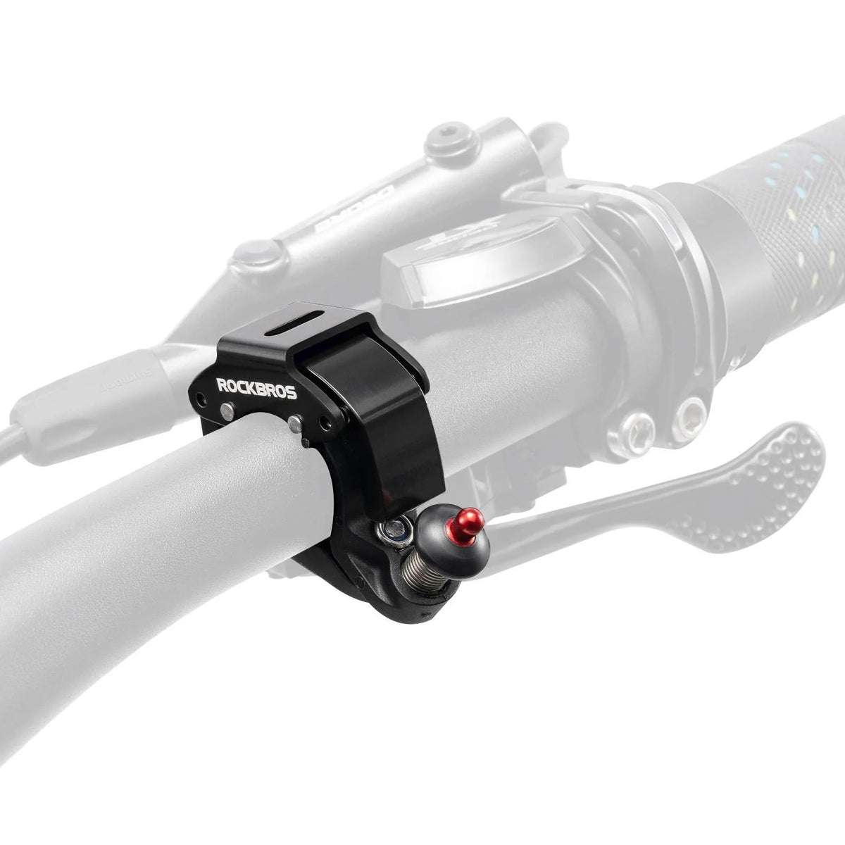 ROCKBROS versteckte Fahrradklingel am Lenker montiert, rote Drucktaste