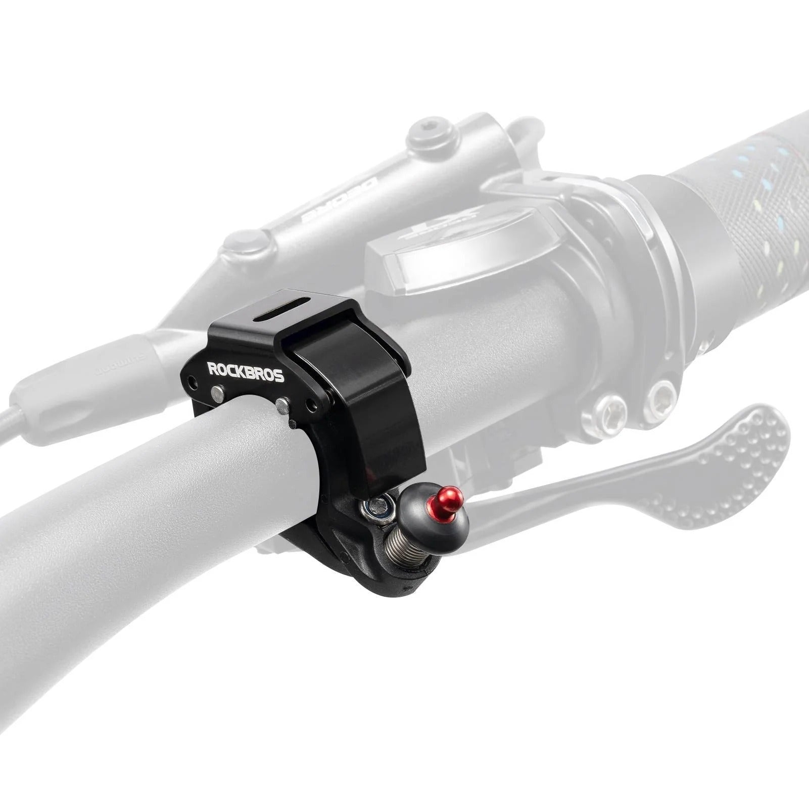 ROCKBROS versteckte Fahrradklingel am Lenker montiert, rote Drucktaste