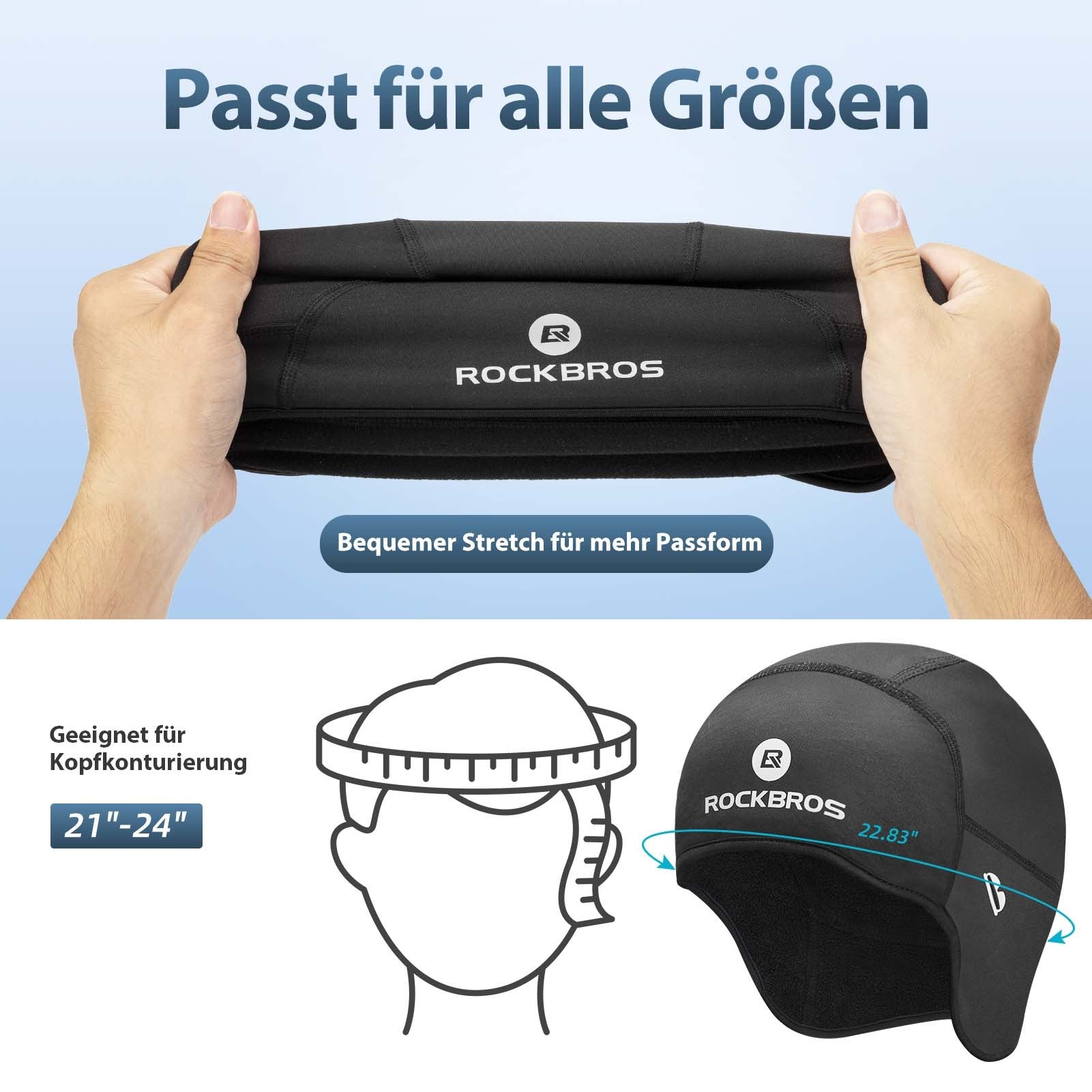 helm mütze fahrrad Rockbros Winter Fahrradmütze (Helmmütze) | Winddicht & Brillenlöcher