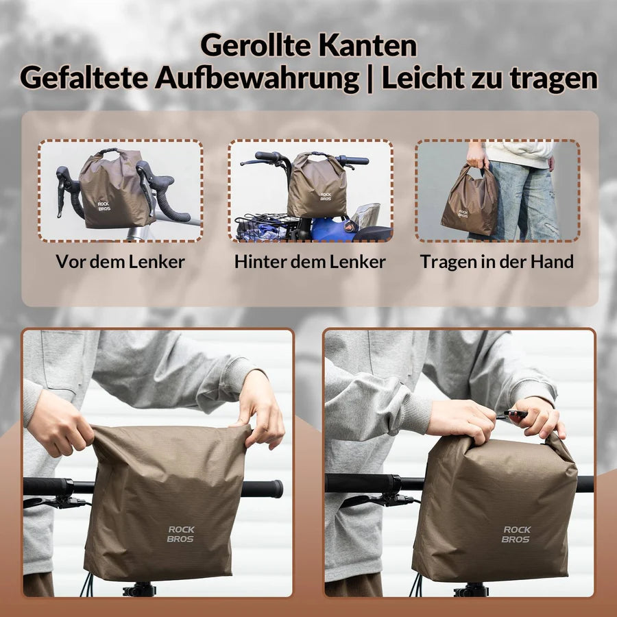 ROCKBROS Wasserdichte Lenkertasche 2,5–4 L – Fahrradkorb mit Klettverschluss