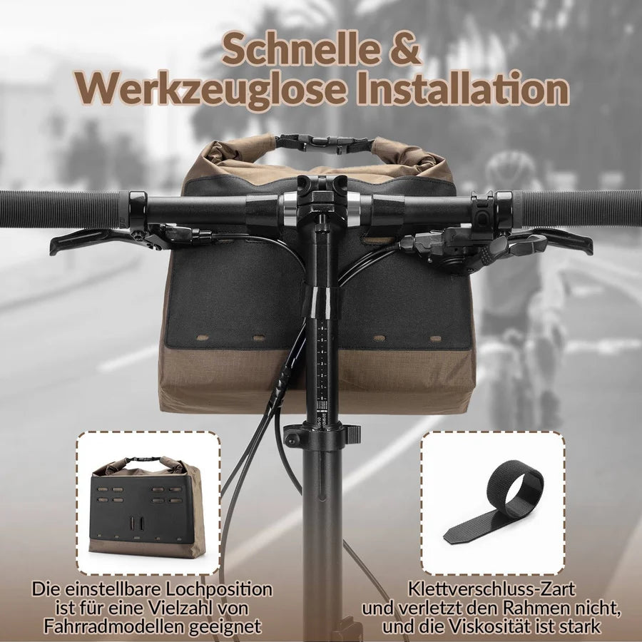 ROCKBROS Wasserdichte Lenkertasche 2,5–4 L – Fahrradkorb mit Klettverschluss