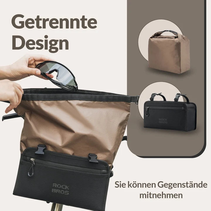 ROCKBROS Wasserdichte Lenkertasche 5,5 L – Abnehmbarer Fahrradkorb