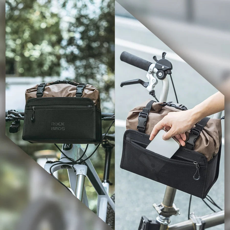 ROCKBROS Wasserdichte Lenkertasche 5,5 L – Abnehmbarer Fahrradkorb