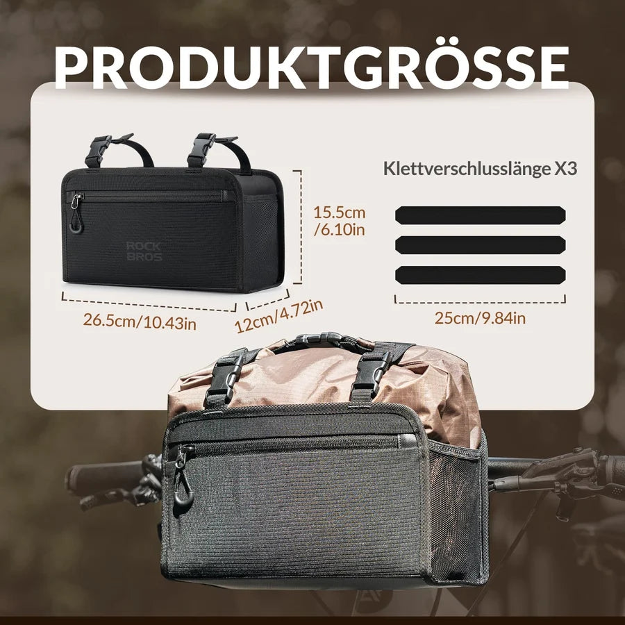 ROCKBROS Wasserdichte Lenkertasche 5,5 L – Abnehmbarer Fahrradkorb