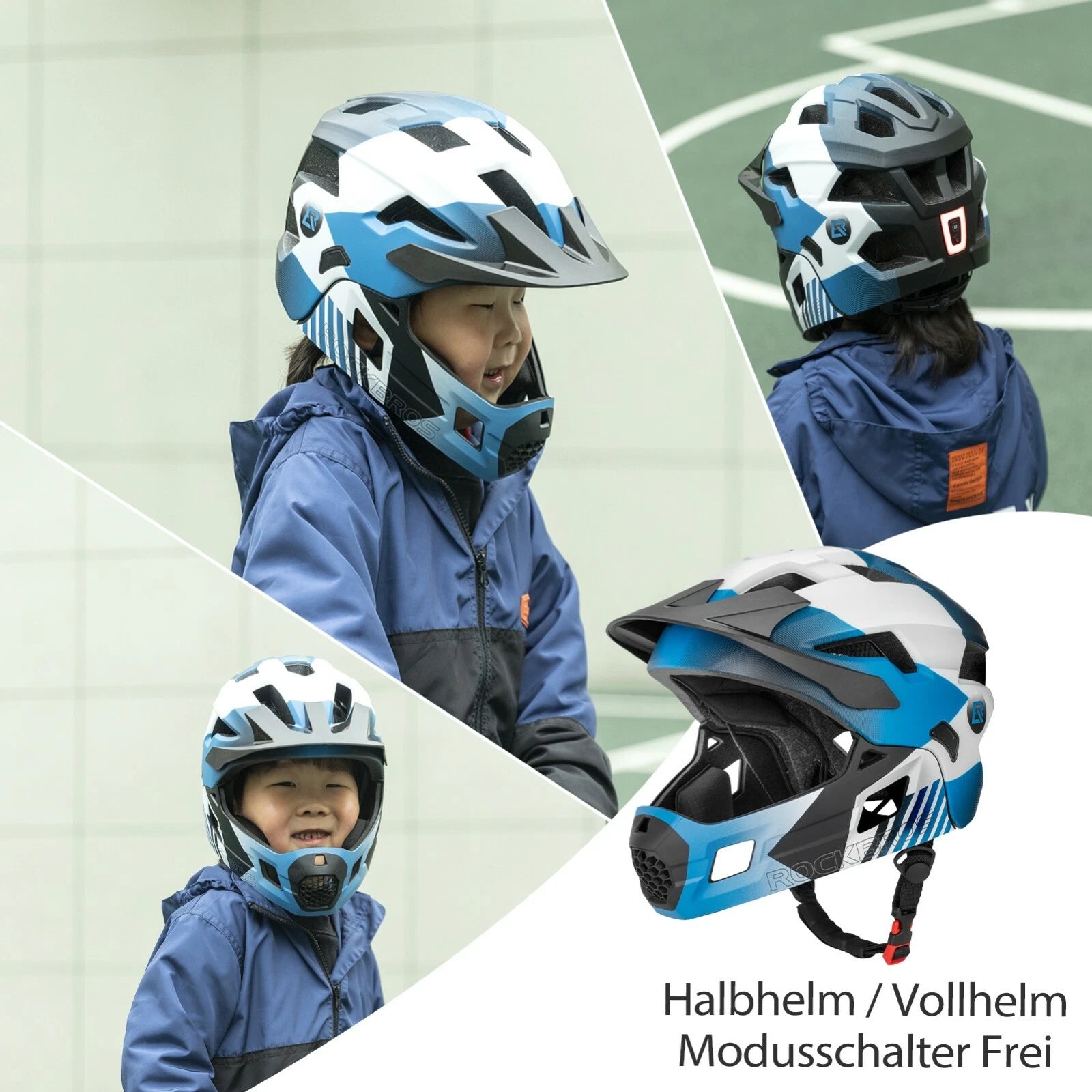 ROCKBROS Kinder Fahrradhelm mit Abnehmbarem Visier – Leichter Sicherheitshelm für Jungen & Mädchen, S 48–54 cm / M 54–57 cm