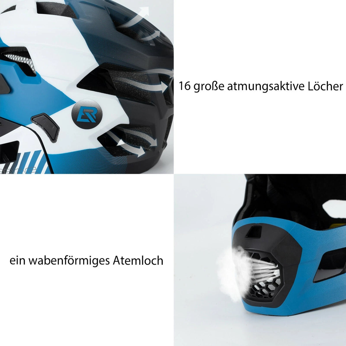 ROCKBROS Kinder Fahrradhelm mit Abnehmbarem Visier – Leichter Sicherheitshelm für Jungen & Mädchen, S 48–54 cm / M 54–57 cm