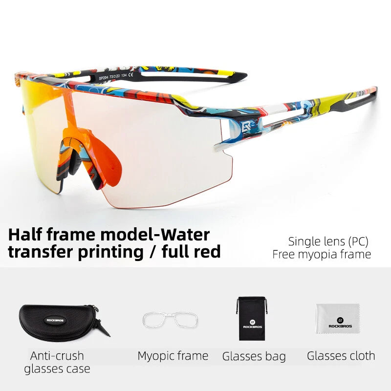 ROCKBROS Fahrradbrille UV400 | Polarisierte & Selbsttönende Sportbrille