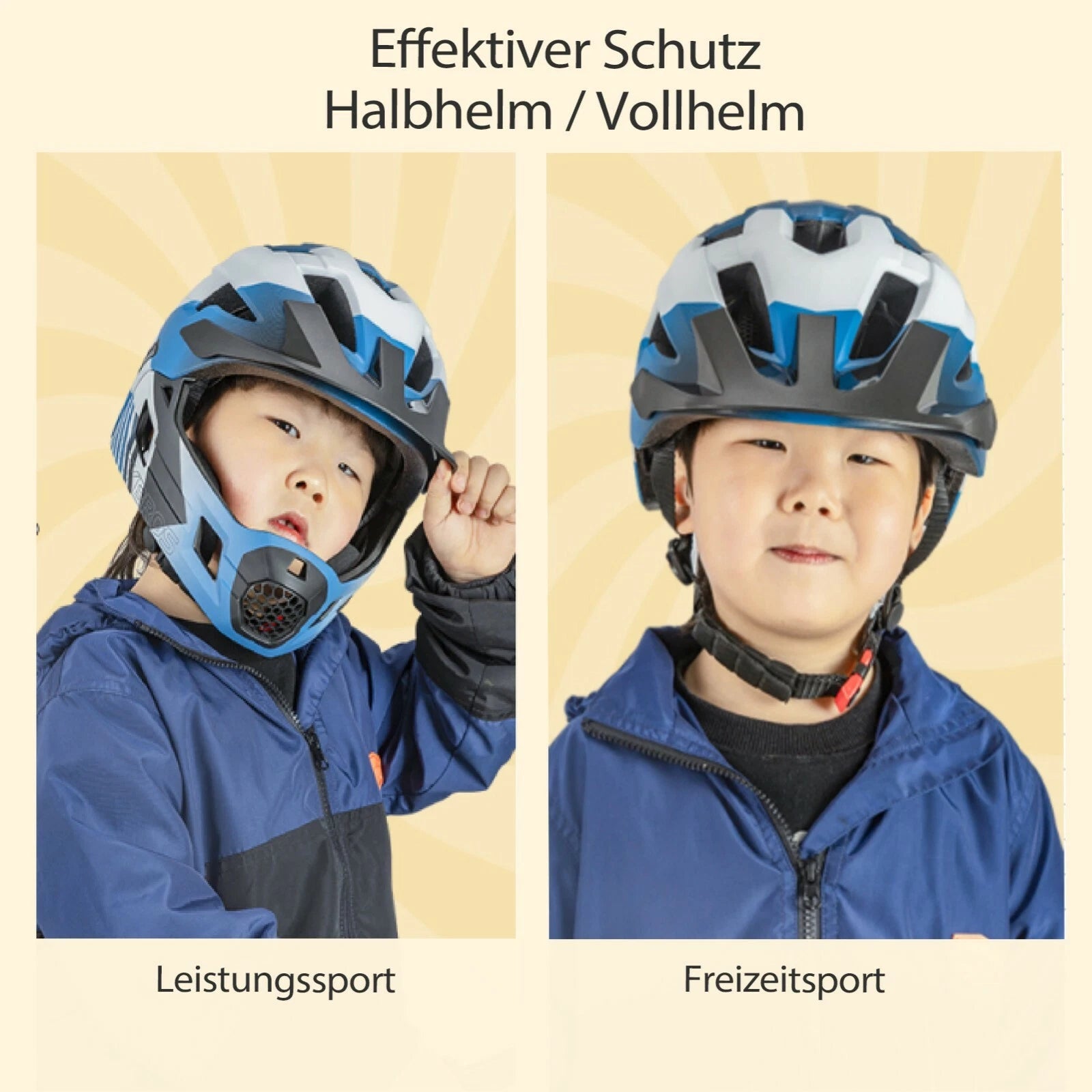 ROCKBROS Kinder Fahrradhelm mit Abnehmbarem Visier – Leichter Sicherheitshelm für Jungen & Mädchen, S 48–54 cm / M 54–57 cm