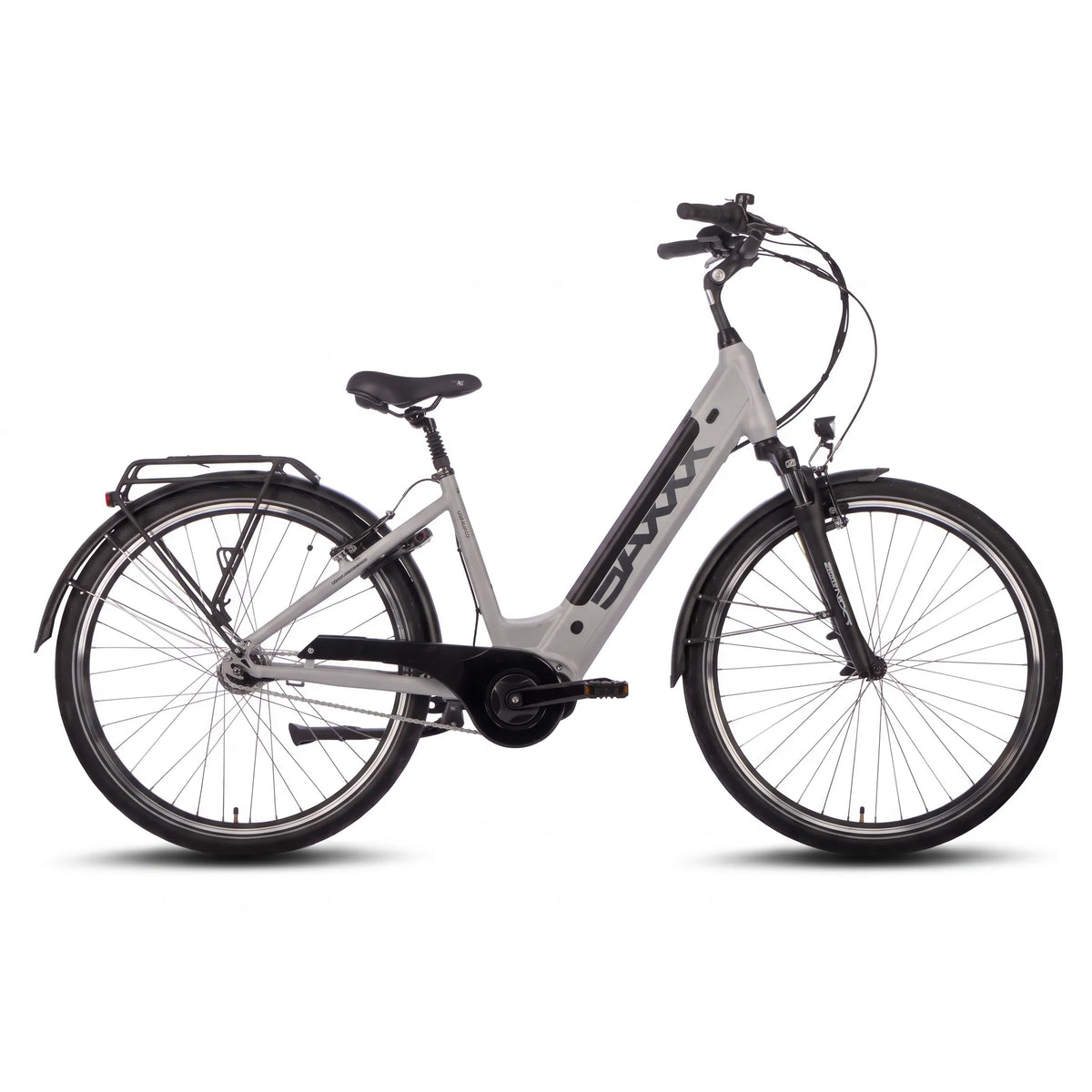 SAXXX, Urbano Plus, Wave, E-Bike, Elektrofahrrad, Grau, Tiefeinsteiger, City-E-Bike, Pedelec, Mittelmotor